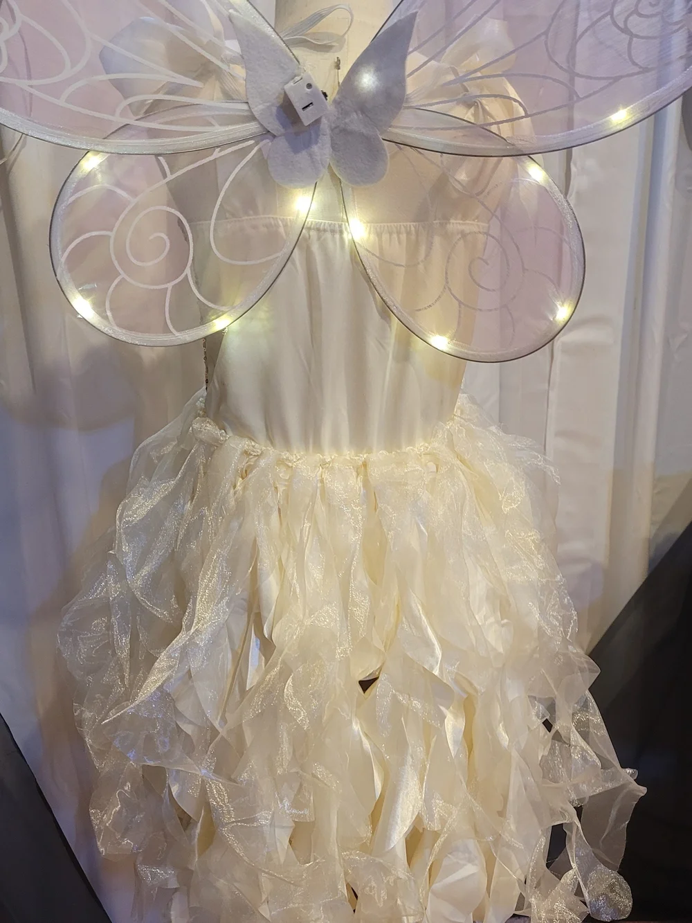 Amazon Ivory and Gold Sequin Fairy Dress with Ribbon Straps